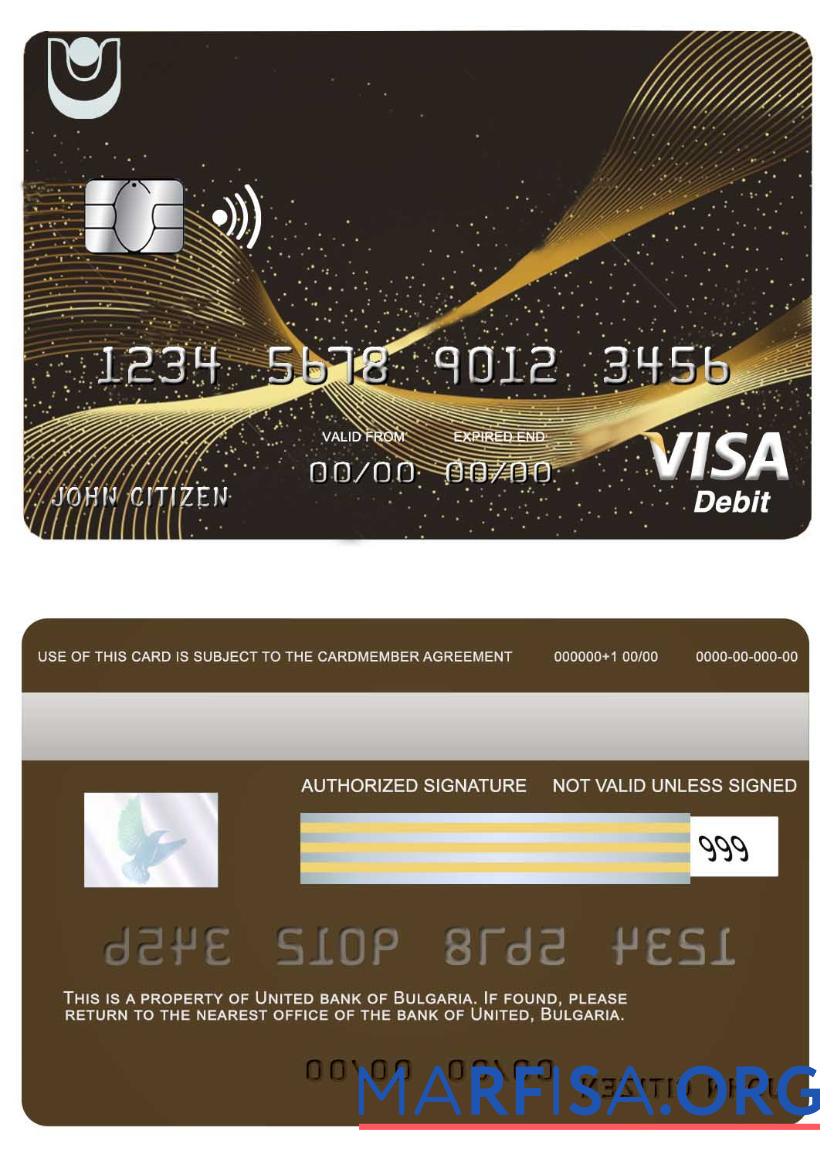 Downloadable Bulgaria United bank visa card sample